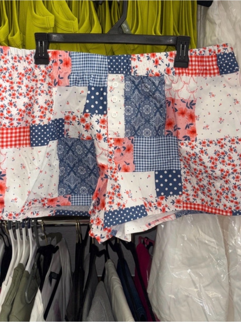 5/$10 Patchwork Floral Women’s Shorts in White, Navy & Coral